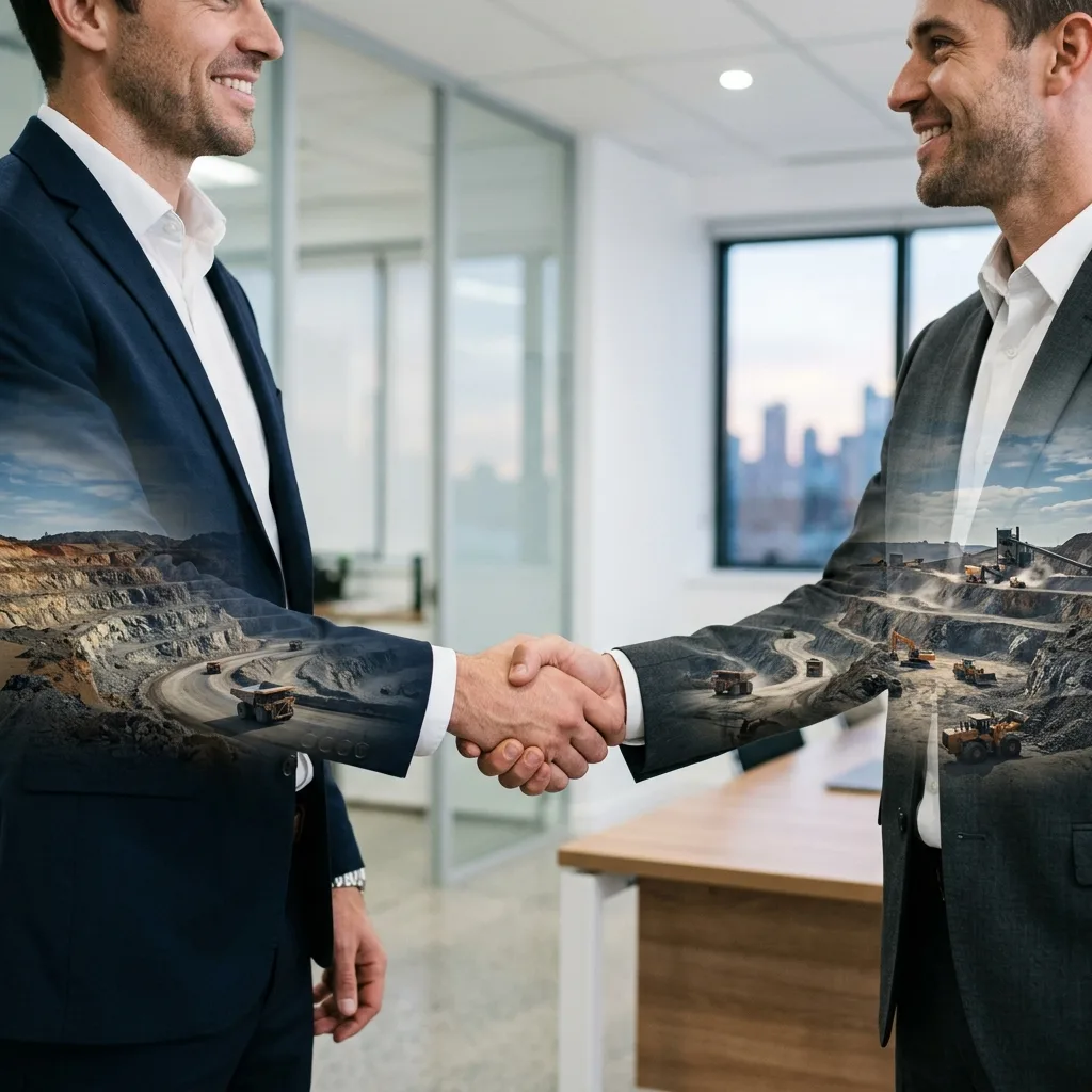 Autopit and a mining contractor shaking hands on a parts supply partnership